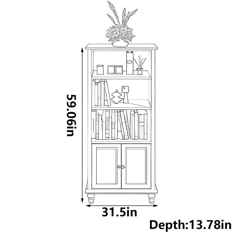 Bibliothèque romantique de style français, (3 tablettes) H 59,06 po x l 31,5 po x P 13,78 po