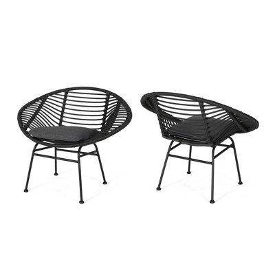 Engle Outdoor Woven Patio Chair With Cushions (Set Of 2)