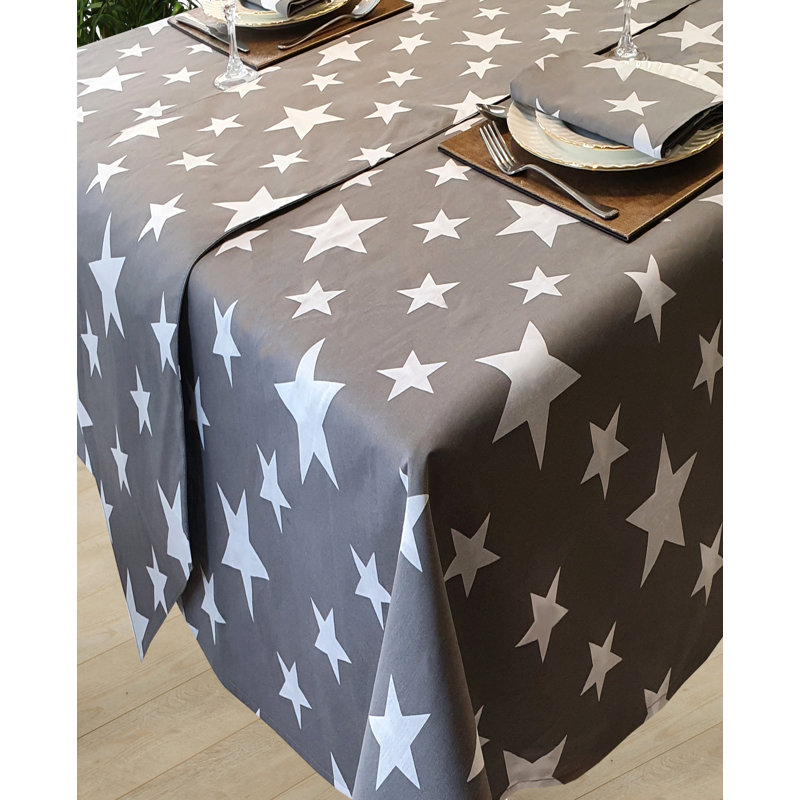 STARS Acaia Stars Tablecloth, 138cm W x 182cm L, Grey