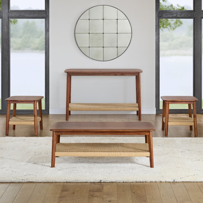 4-Piece Aubreyelle Acacia Wood Living Room Set (Warm Chestnut)