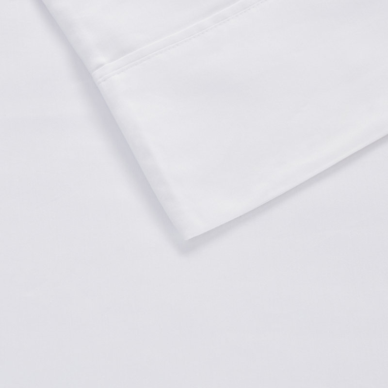 Queen White Cotton Blend Sateen 4-Piece Sheet Set