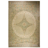 Antique Oversized Needlepoint English Medallion Flat Weave Rug