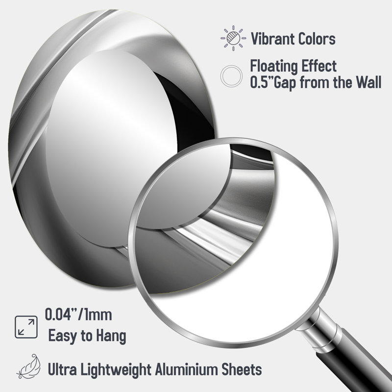 Silver Speed Fractal Wave II - Modern Oval Wall Mirror, 40" x 30"