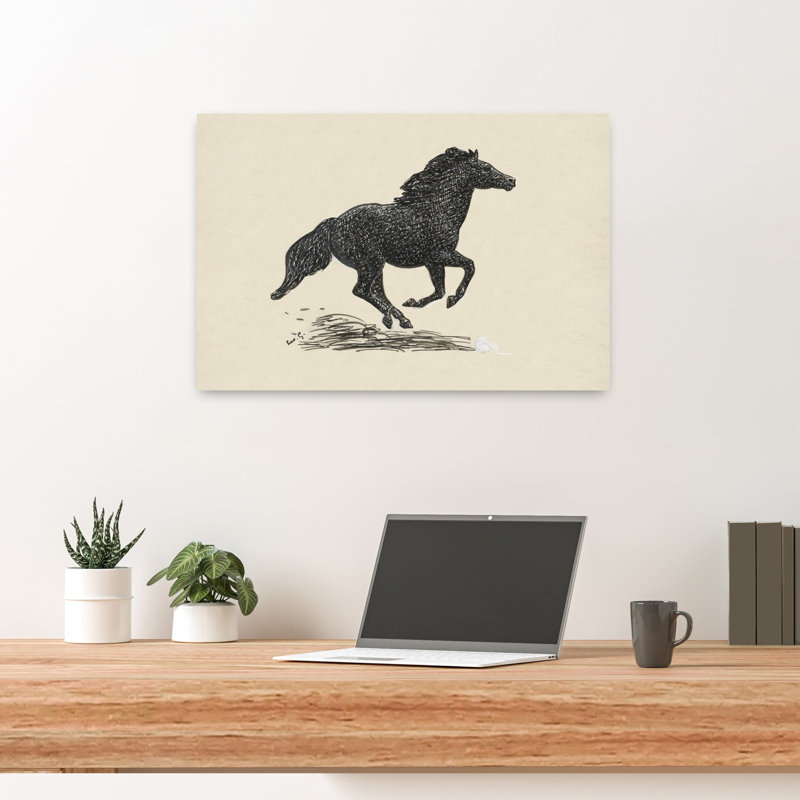 Galopperend Paard (1891 - 1941) By Leo Gestel Contemporary Horse Wall Art Print 1 Piece Wrapped Canvas Wall Art