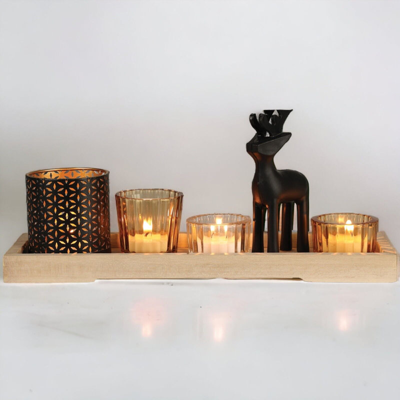 6 Piece Tabletop Tealight Holder Set with Candle Included