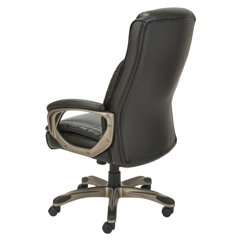 Brown High-Back Leather Executive Swivel Chair with Adjustable Arms