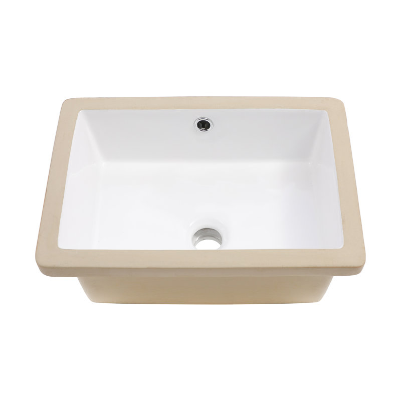 Lavabo de salle de bain encastrable 18 po x 12 po, vasque rectangulaire en porcelaine vitrifiée avec trop-plein, résistant aux rayures et aux taches, facile à nettoyer, blanc