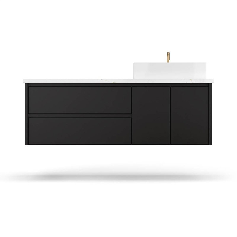 Gilded Single Left/Right Bath Floating Vanity, Noir, 48"