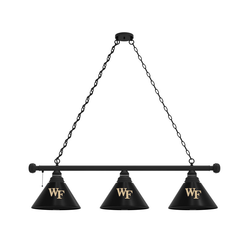3 - Light Pool Table Lights Pendant, Black, Wake Forest Demon Deacons