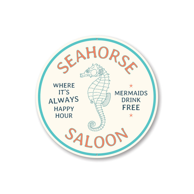 Plaque en aluminium Seahorse Saloon, H 12 po x l 12 po x P 0,04 po