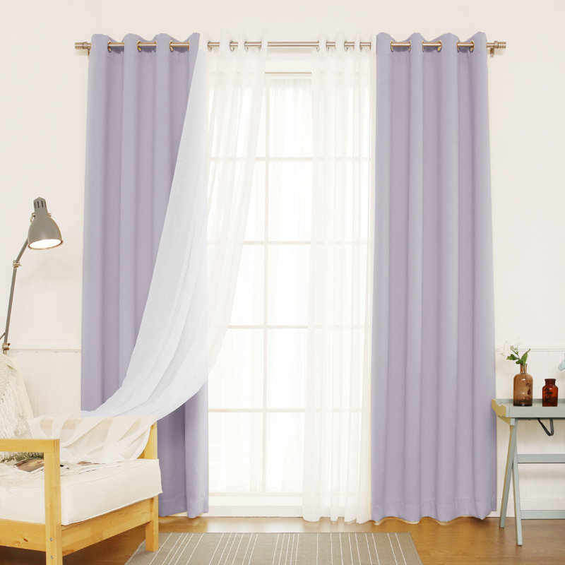 Paire de rideaux transparents avec œillets Granados, Lilas