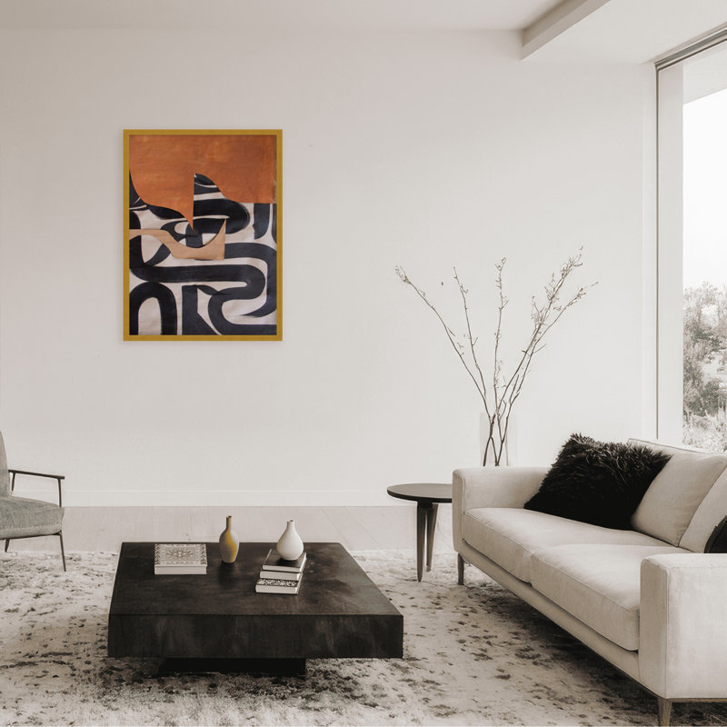 Gai: A Symphony Of Abstraction, 30" H x 24" W x 1.125" D, Black, Framed Matted Print
