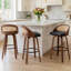 Swivel Upholstered Faux Leather Bar Stool with Solid Wood Frame-1574450891-1574450893