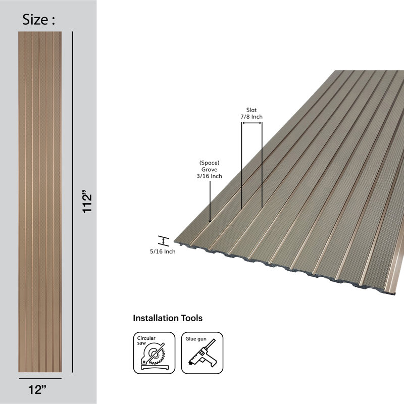 Honeycomb 112" L x 12" W x 0.3" D Polystyrene Glue-up Wood Slat Walls 186 sq.ft.