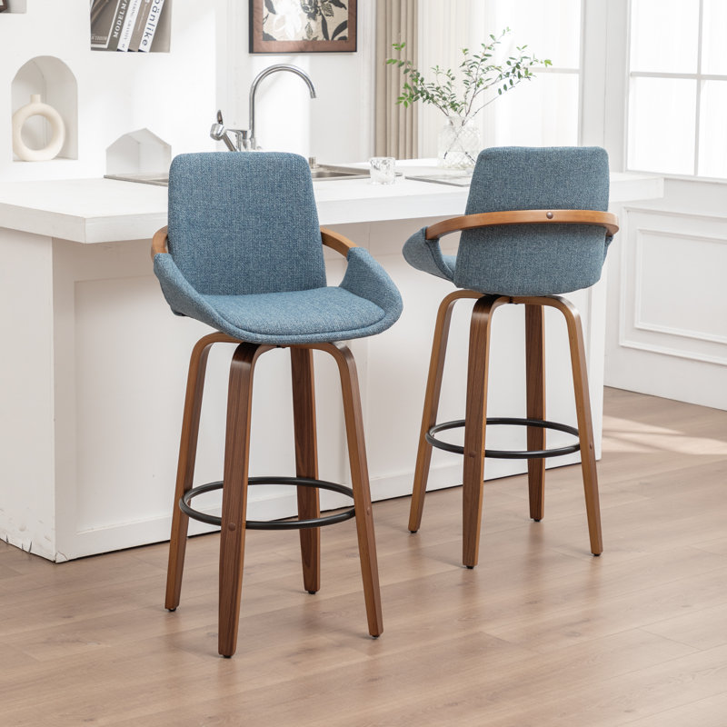Swivel Upholstered Counter Stool, Blue, Counter Stool (63.5cm Seat Height)