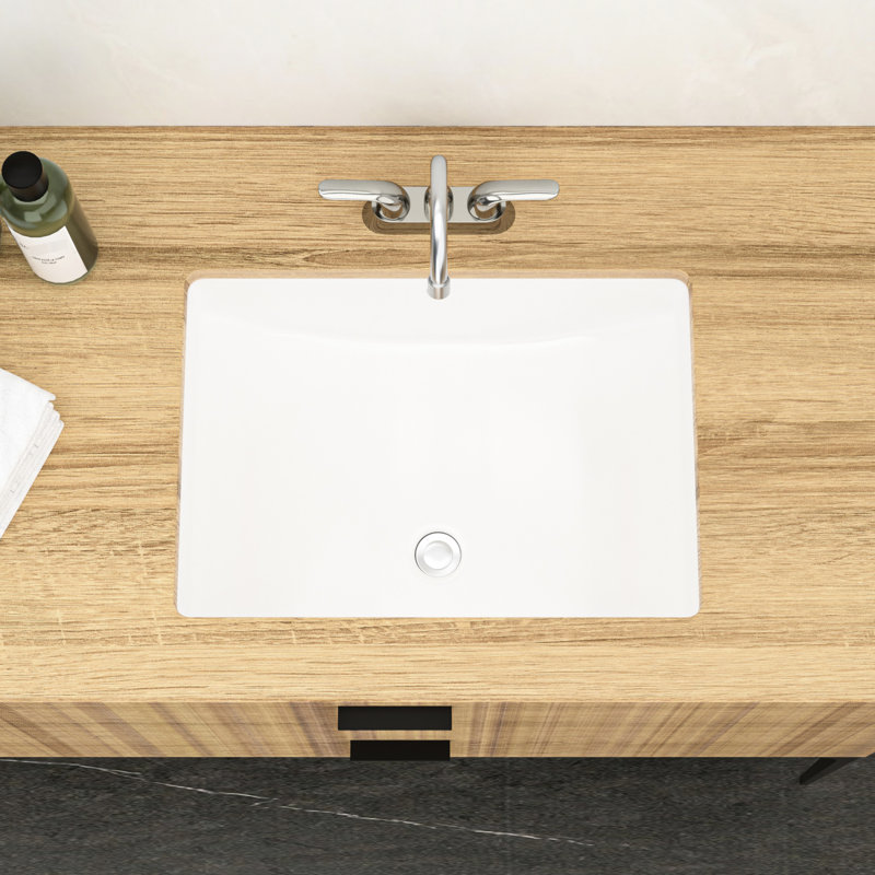 Lavabo de salle de bain en céramique 21,5 "x 15" encastré avec trop-plein - Design d'inspiration européenne moderne, teint, s'adapte à divers espaces de style rectangulaire classique, pour les espaces