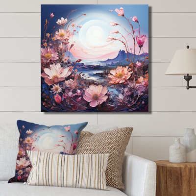 Lune mauve avec paysage de rêve