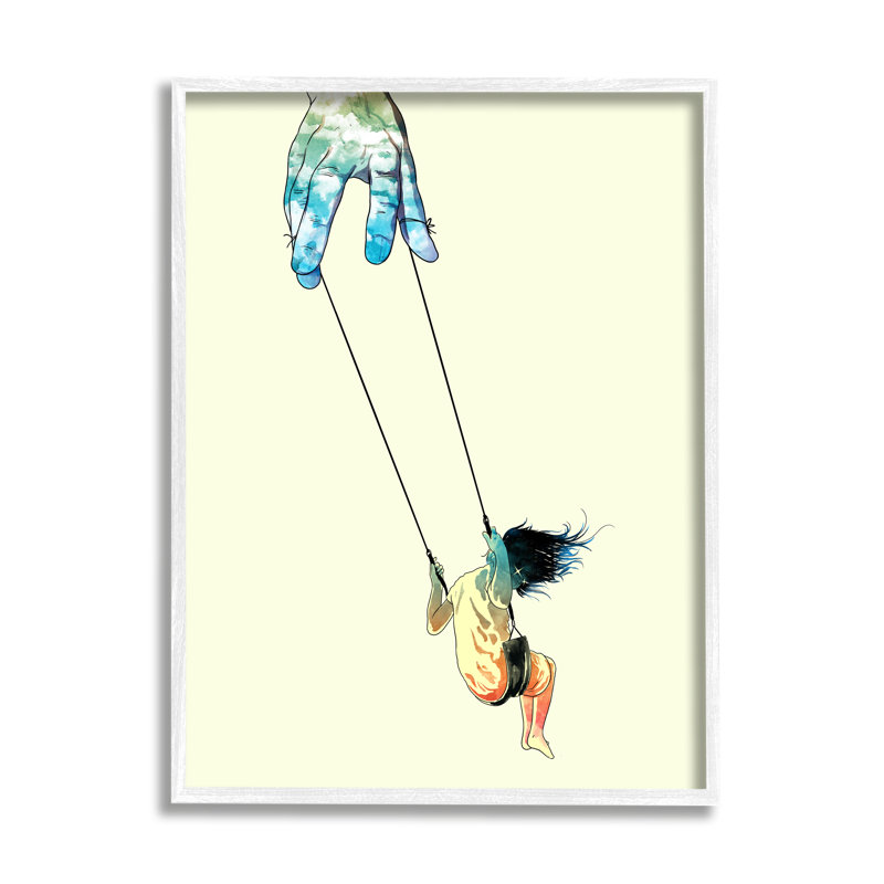 Imaginative Marionette Girl On Swing Giclee, art mural texturé par Matheus Lopes Castro, H 20 po x l 16 po x P 1,5 po