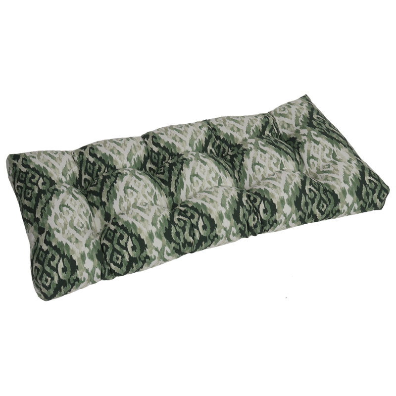 42-Inch By 19-Inch Outdoor Tufted Loveseat Cushion, Green/Lakat Mineral Abstract