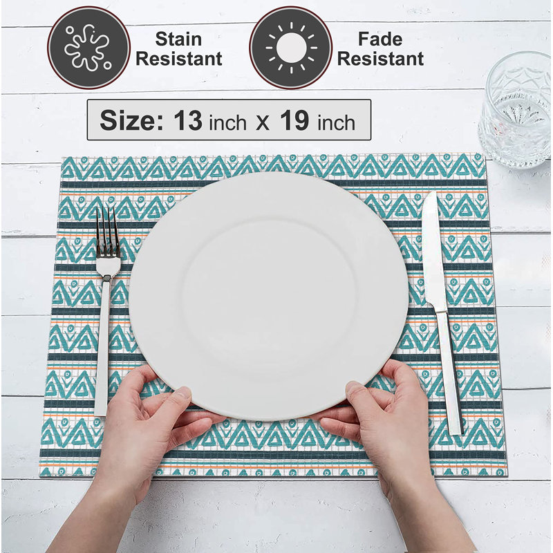  Dining Table Rectangle Placemats 100% Cotton Multi Pattern 13x19 Inches, Kite