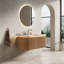 Meuble-lavabo flottant 36 po | Lavabo intégré en pierre frittée en travertin, lumière DEL à capteur, armoire en bois naturel rayé 3D, tiroir à fermeture en douceur-2137434305