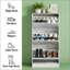 Armoire de rangement compacte pour chaussures avec tablettes réglables, parfaite pour les petits vestibules et les couloirs.