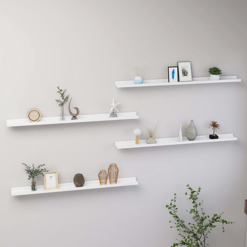 Gracelinn 4 Piece Floating Shelf, 3cm H x 100cm W x 9cm D, White