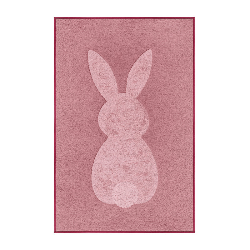 Soft Plush Festa Easter Modern & Contemporary Abstract Area Rug in Pink – Rose Binding, 6x9