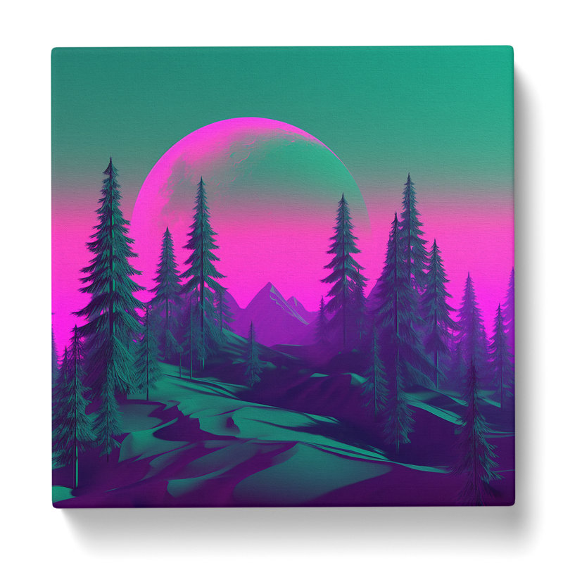 Forest Vaporwave - Wrapped Canvas, 35cm H x 35cm W x 3cm D