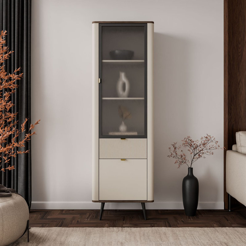Display Cabinet, cashmere / walnut