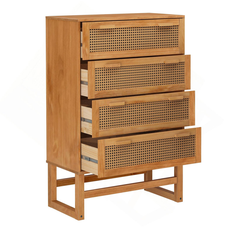 Commode à panneau, coffre de rangement vertical en bois clair