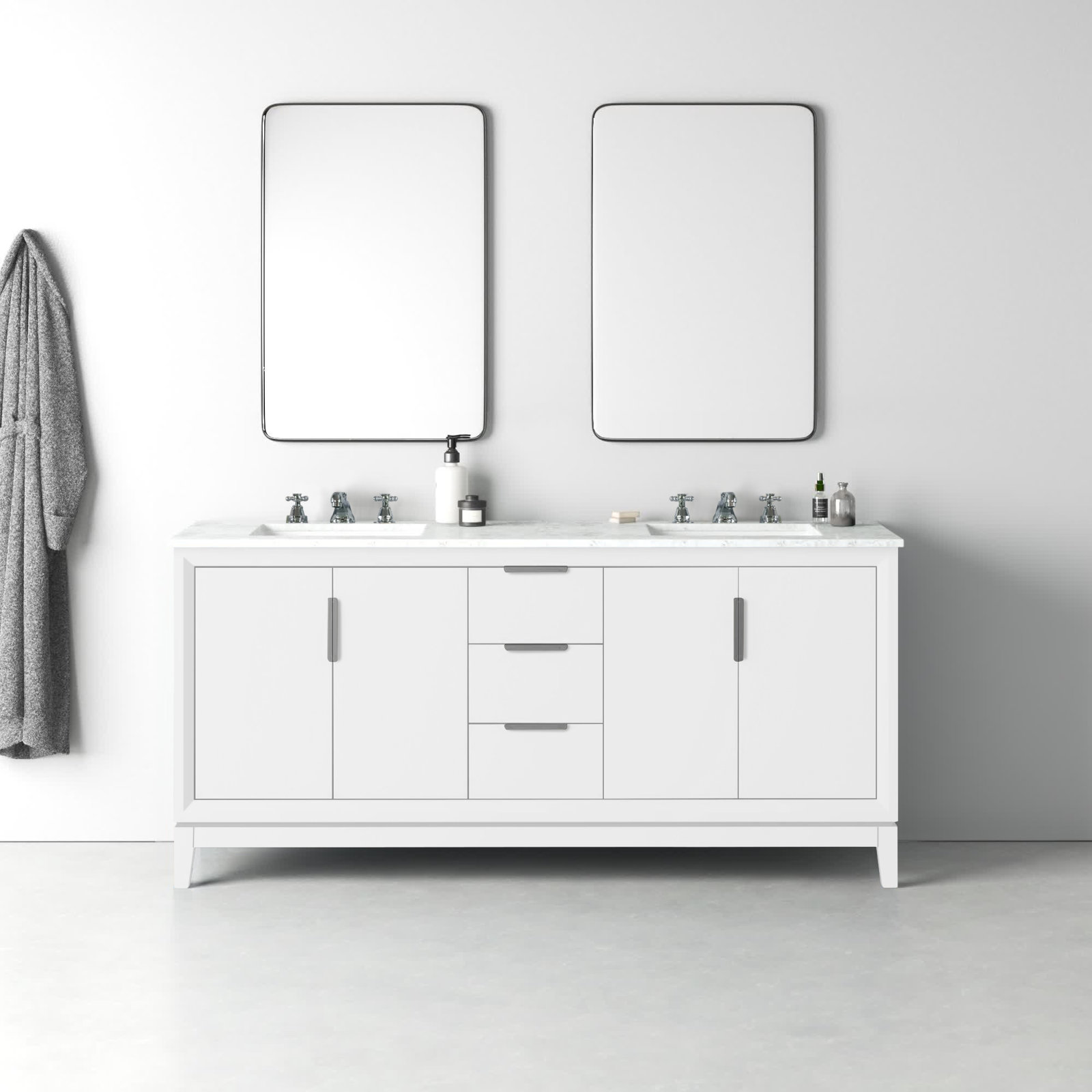 Charlise 72" Carrara Marble Double Bathroom Vanity, Standard, Pure White
