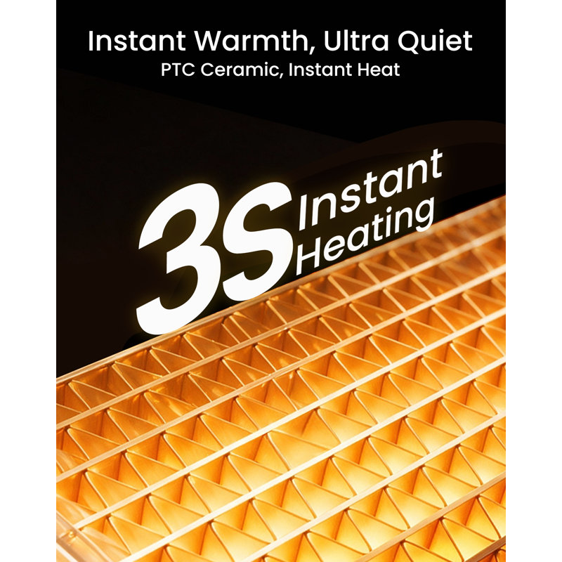5118 Btu Electric space heater, PTC ceramic heater with remote control, 2 heat settings and ECO mode