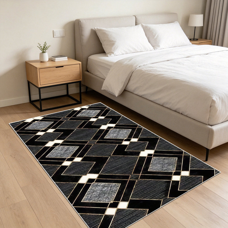 Light luxury diamond-shaped geometric carpet, soft and easy to clean, suitable for living room, bedroom, dining room, study room, and other multi-scene indoor decoration carpets
