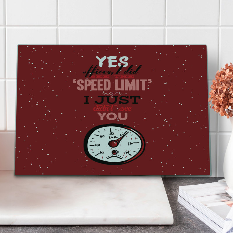 Ambesonne Funny Cutting Board Large Size Hilarious Speed Limit Words Ruby Grey