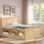 Lit plateforme en bois avec lit gigogne escamotable et compartiments de rangement latéraux-1807289788-1807289791