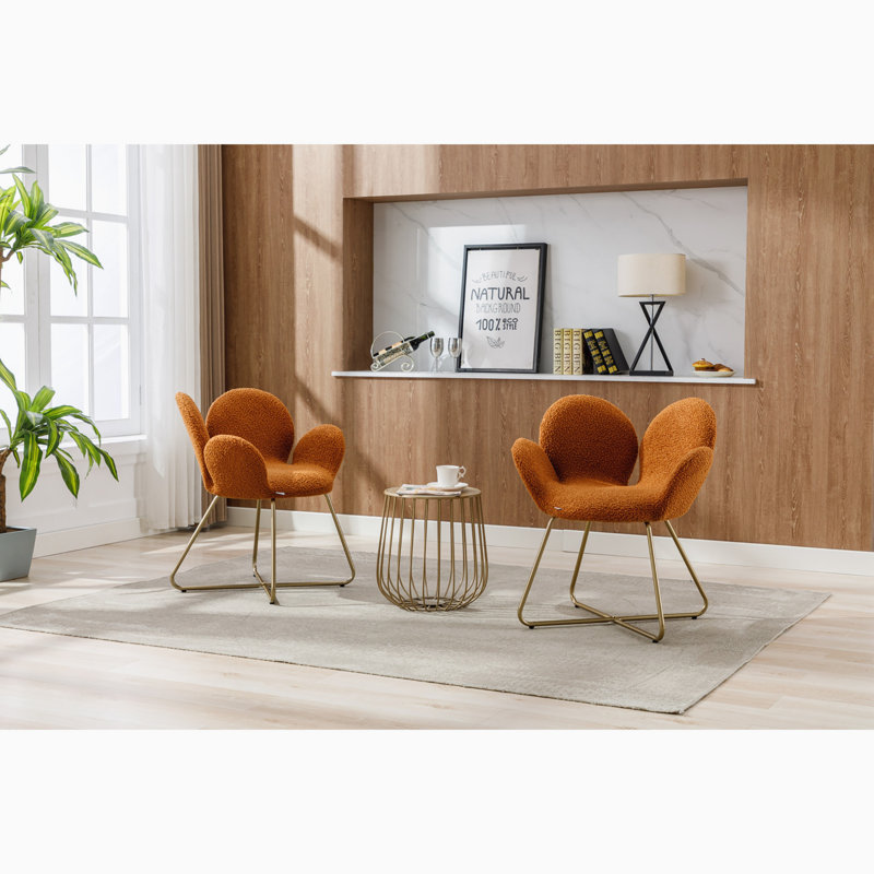 Fauteuil papillon de 26,38 pouces de large, Velours orange