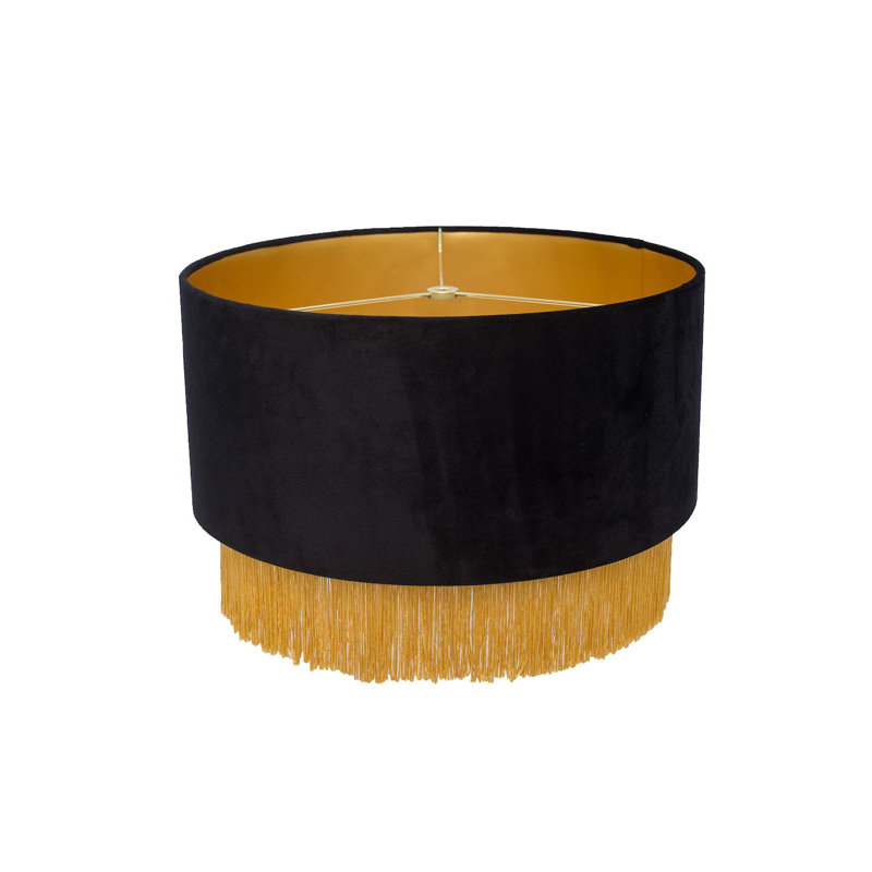 Abat-jour tambour en velours (araignée), H 10,24 po x l 15,75 po x P 15,75 po, Noir
