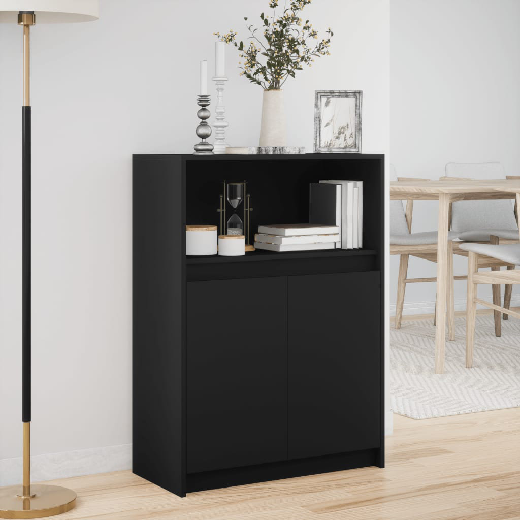 Vidaxl Sideboard Mit LED Schwarz 72X34x100 Cm Holzwerkstoff