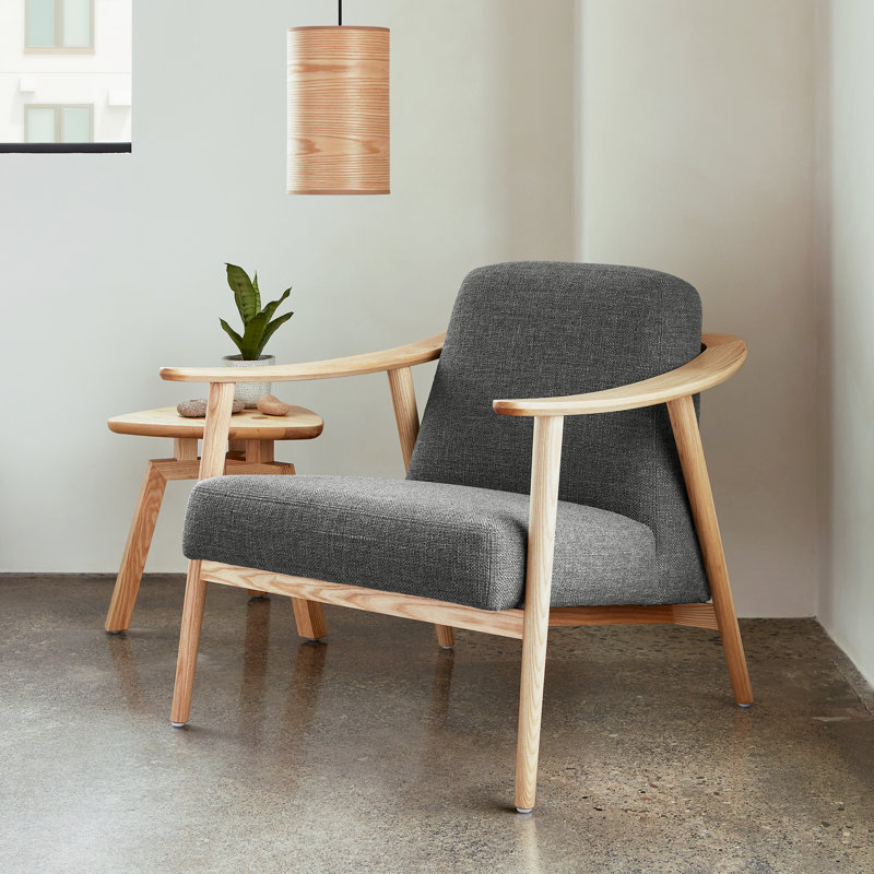 Baltic 76.2Cm Top Grain Leather Wide Armchair, Gray, Black