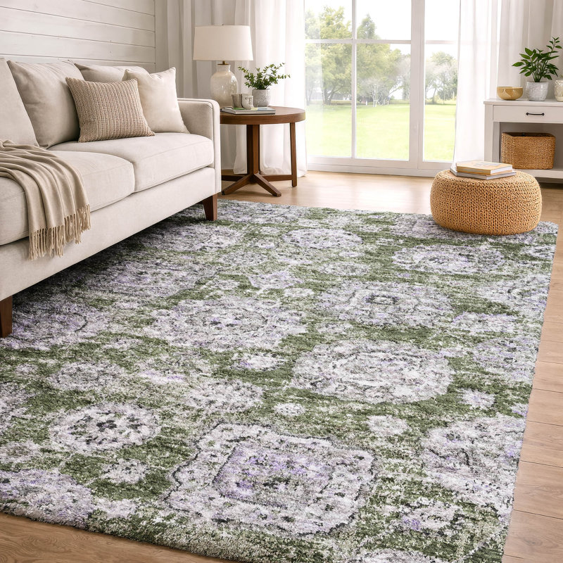 Tapis à poil long de qualité supérieure lavable à la machine ADS634, Olive, 10' x 14'