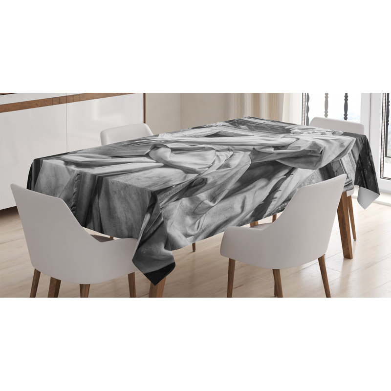 Ambesonne Retro Tablecloth, Architectural History Stone Art In Rome City Italy European Design Photography Print, Rectangular Table Cover For Dining Room Kitchen Decor, 52" X 70", Pale Grey