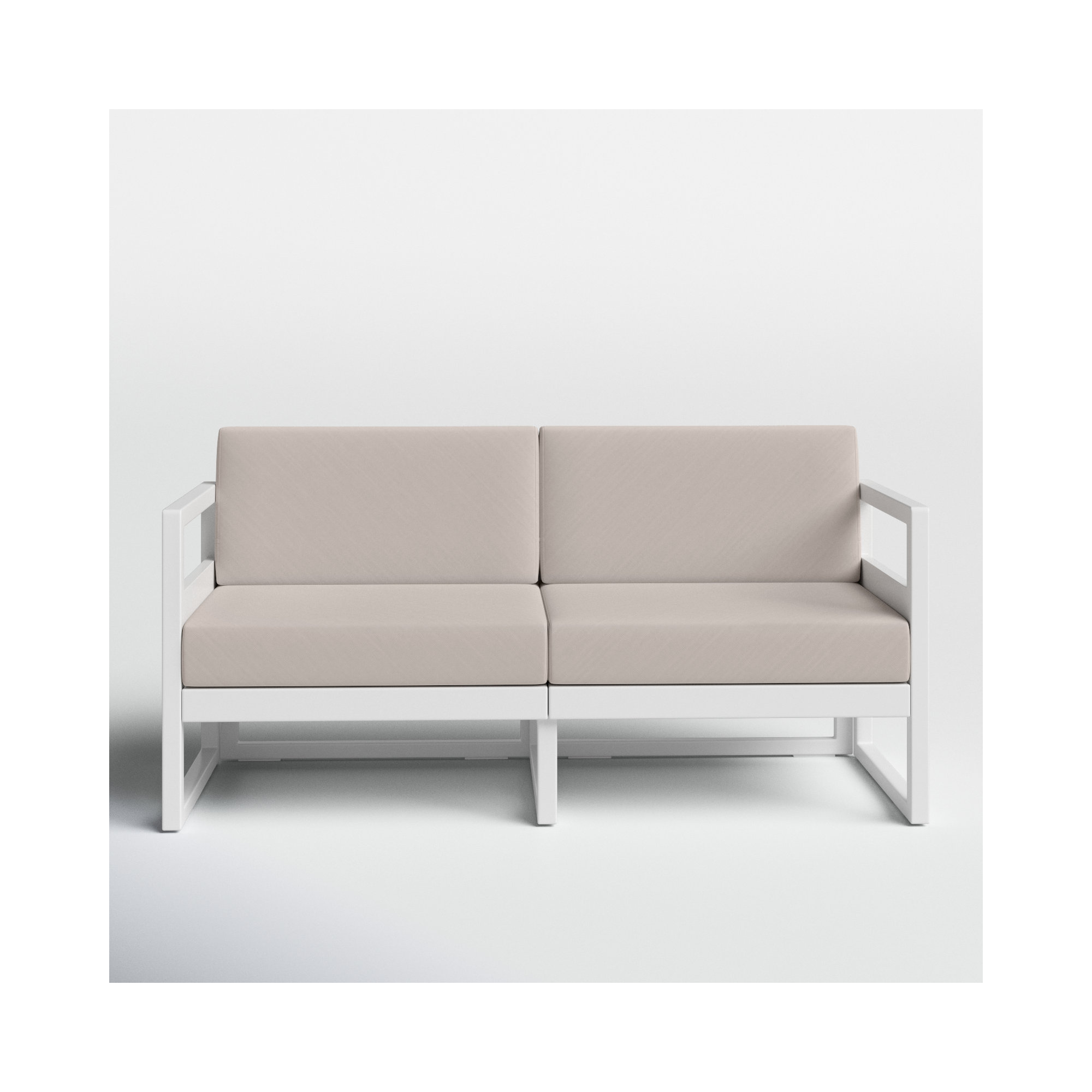 Lane 58'' Wide Straight Loveseat with Cushions, White, Canvas Flax Sunbrella® Canvas