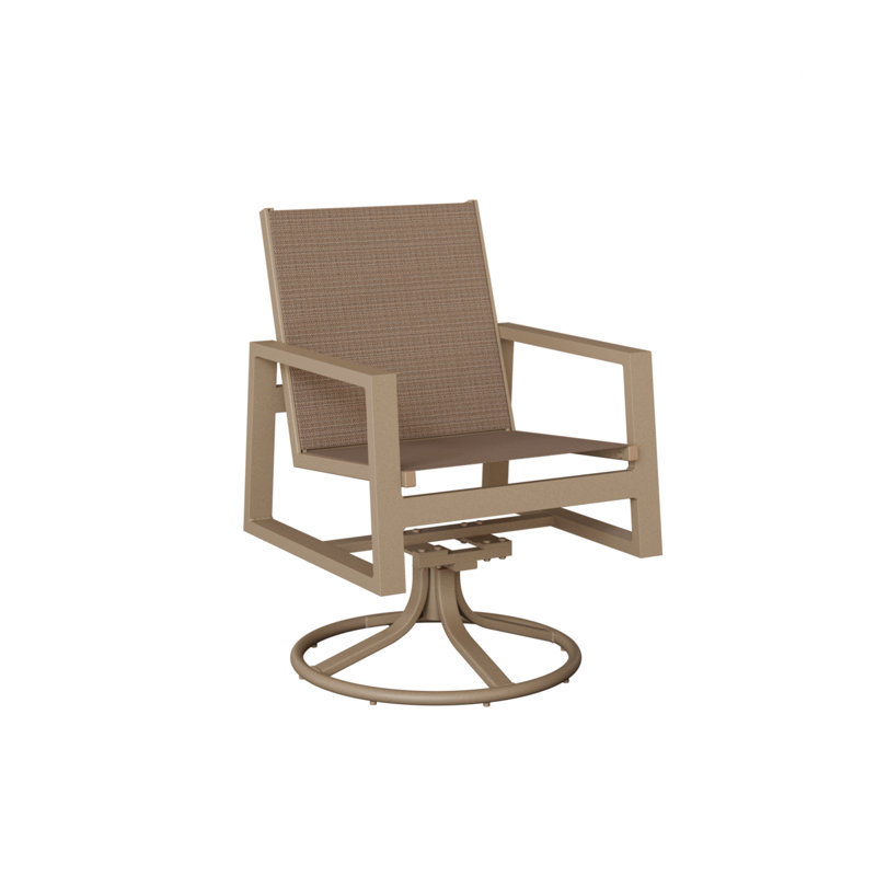 Chaise de salle à manger pivotante Ohlson, Tweed taupe, Aluminium, chêne, veine de bois