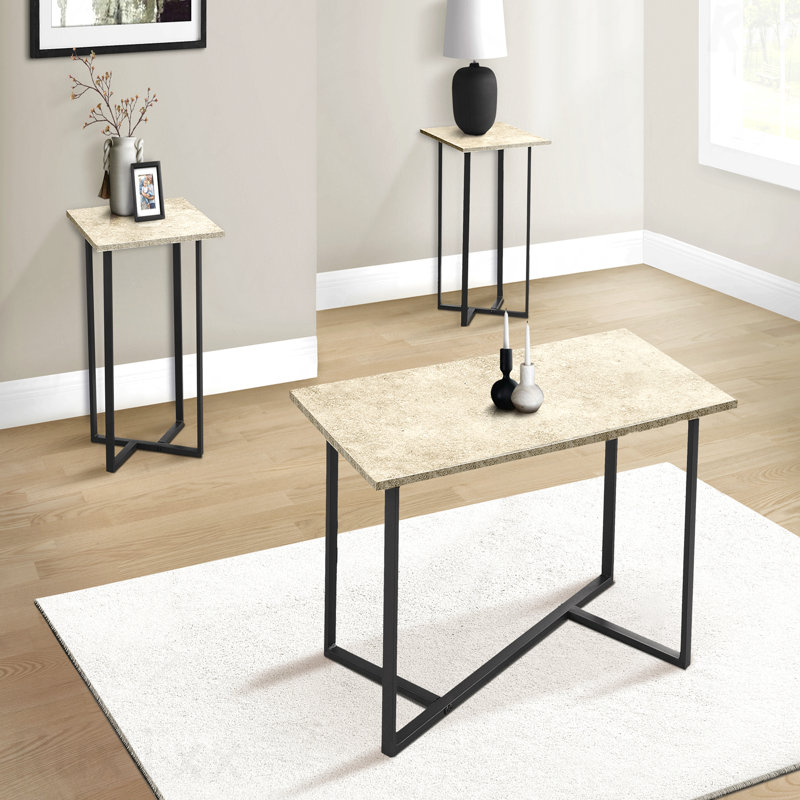 Ensemble de tables basses 3 pièces Contemporary Modern Modern, Crème