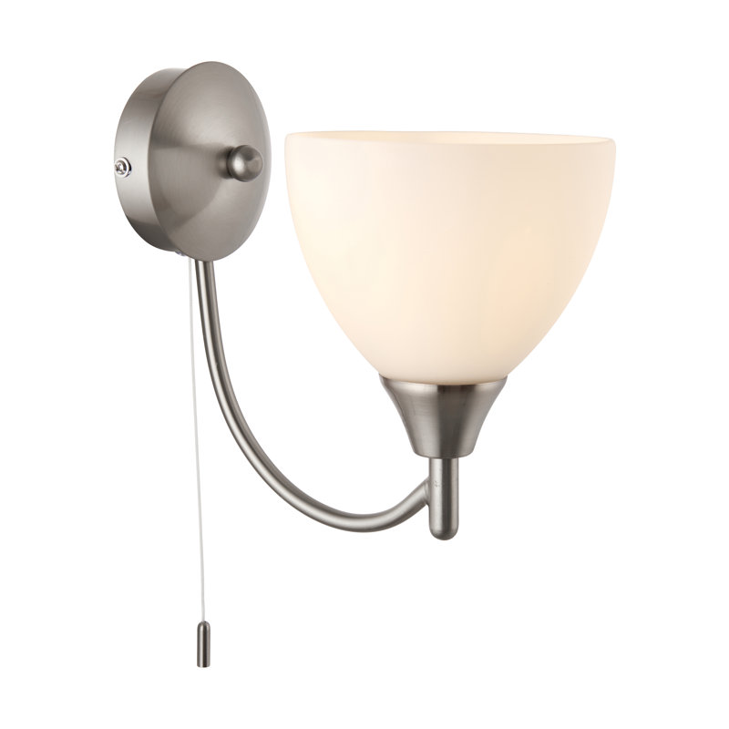 Barium Steel Armed Sconce, Satin Chrome