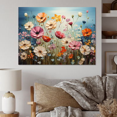 Fleurs abstraites de fleurs sauvages dansantes - art mural de fleurs sauvages pour le salon