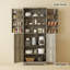 Grand garde-manger de style campagnard de 72 po avec portes de grange, armoire de rangement en bois délavé gris avec tablettes réglables et 8 supports de porte pour la cuisine et l'organisation de la salle à manger-833498350