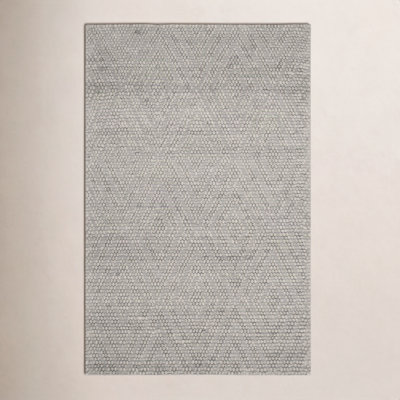 Russo Silver Hand-Woven Geometric Flatweave Rug