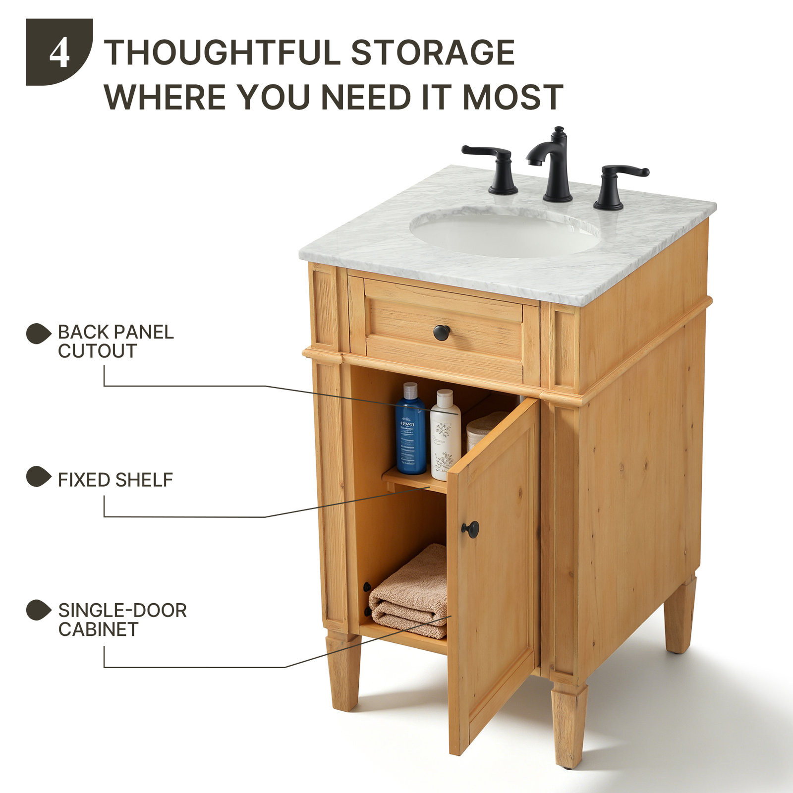 Rivers 21'' Single Bathroom Vanity, Natural
